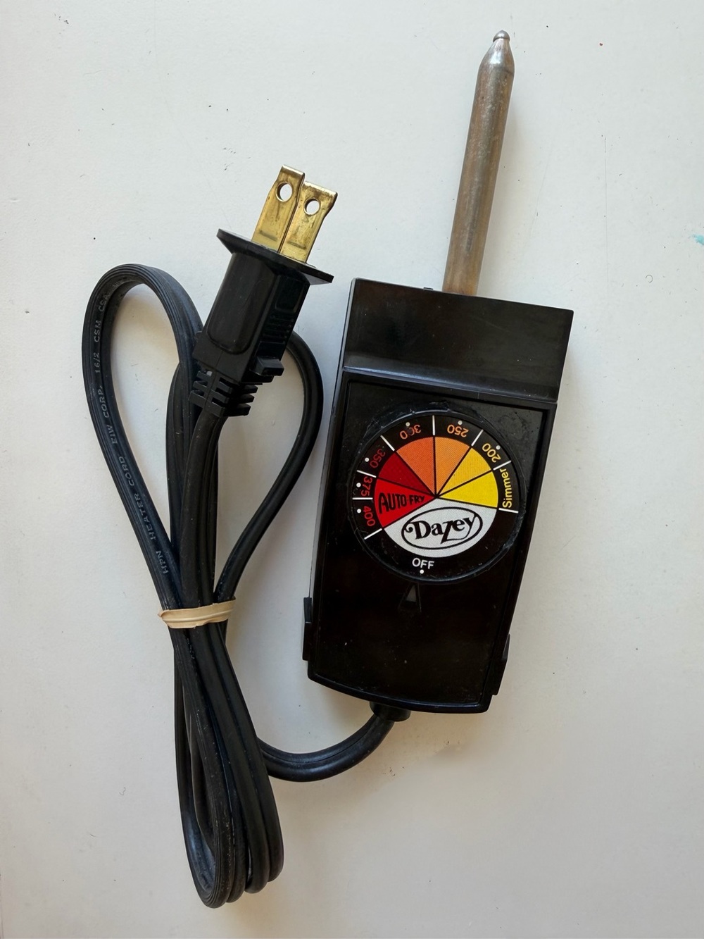 Dazey DTC-1 Temperature Control Power Cord Probe Deep Fryer Wok AC 120V